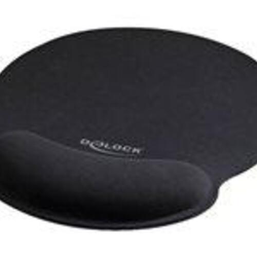 Musemåtte med håndledsstøtte – DeLOCK Ergonomic, sort