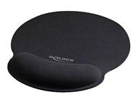 Musemåtte med håndledsstøtte – DeLOCK Ergonomic, sort