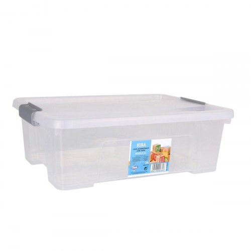 Opbevaringsboks med låg Dem Kira - gennemsigtig plastik, 10 l, 40 × 28 × 13 cm (8 stk.)