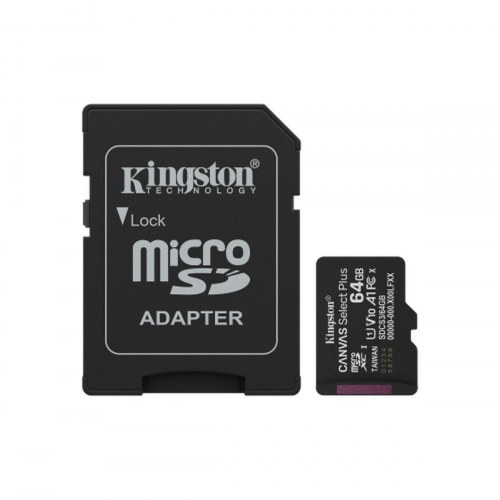 MicroSD-hukommelseskort Kingston 64 GB med SD-adapter