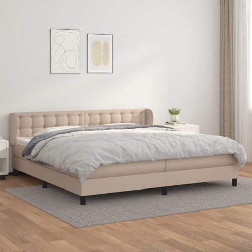 Kontinentalseng 200x200 cm i kunstlæder - cappuccino