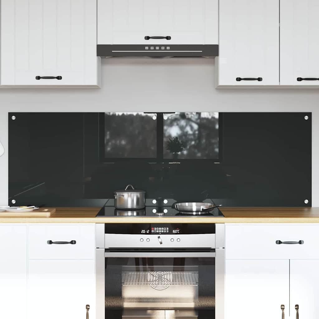 Køkkenbacksplash 2 stk - mørkegrå hærdet glas 80 × 50 cm