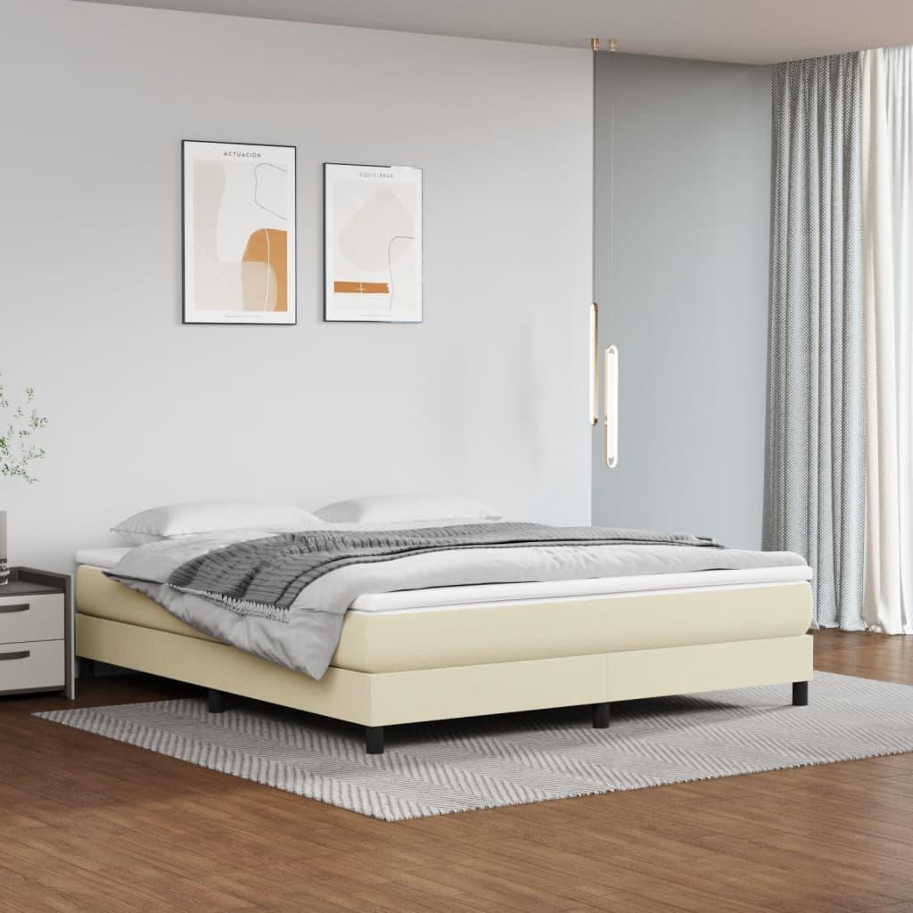 Sengeramme 180x200 cm kunstlæder cremefarvet