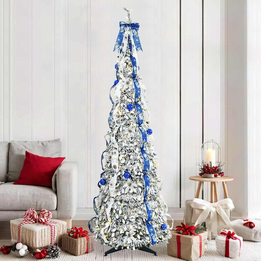 Kunstigt juletræ med 200 LED'er med stativ Grøn 210 cm PVC