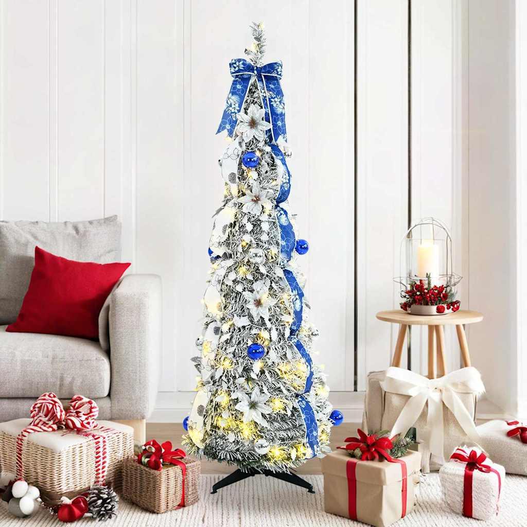 Kunstigt juletræ med 100 LED'er med stativ Grøn 150 cm PVC