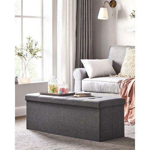 Opbevaringsbænk foldbar - mørkegrå, 110 x 38 x 38 cm