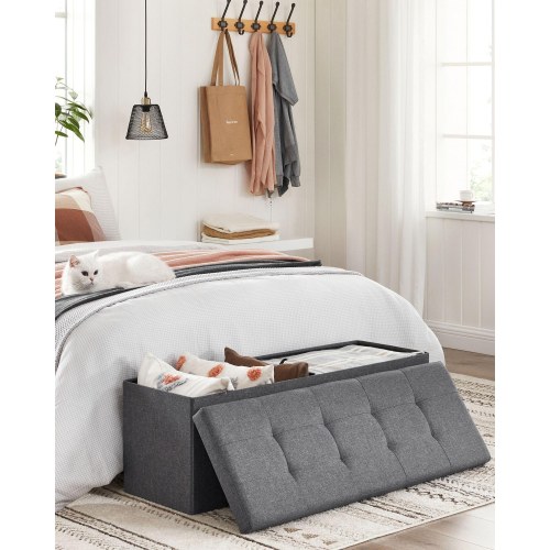 Opbevaringsbænk foldbar - mørkegrå, 110 x 38 x 38 cm