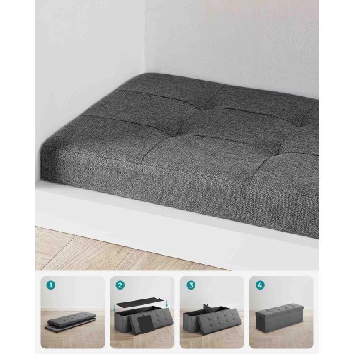 Opbevaringsbænk foldbar - mørkegrå, 110 x 38 x 38 cm