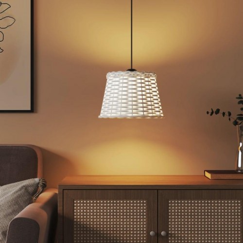 Lampeskærm til loftlampe Ø25 × 17 cm - flet, hvid