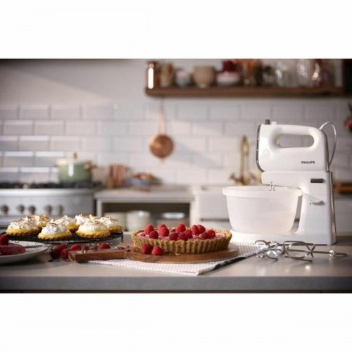Philips HR3745/00 håndmixer med skål - 450 W, 3 l - hvid/grå