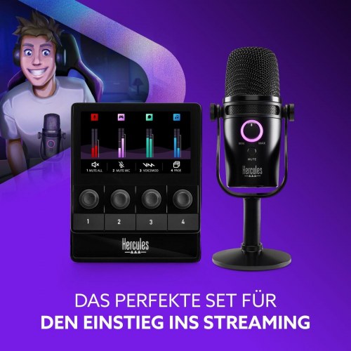 Streaming lydmixerkit Hercules - sort med mikrofon (USB 2.0)