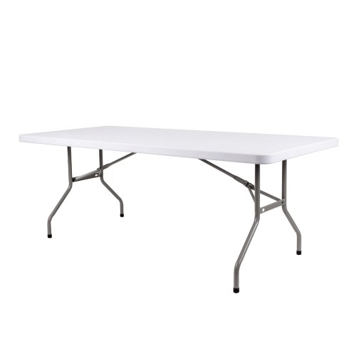 Klapbord 90×200 cm – American, hvid plast, letvægtsstel