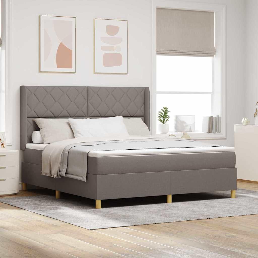 vidaXL Box spring seng med LED-lysstrimler Gråbrun 180 x 200 cm Stof