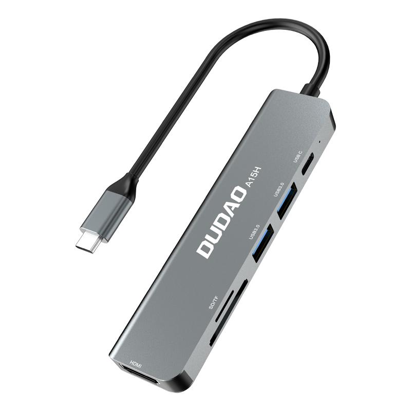 USB-C hub - Dudao A15H 6-i-1 dockingstation med HDMI, SD/microSD billede