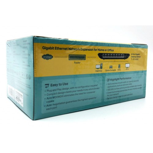 Netværksswitch TP-Link TL-SG1008D – 8-port Gigabit desktop