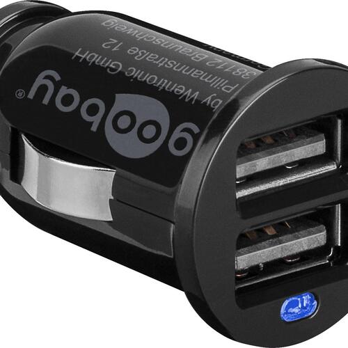 Biloplader med 2x USB-A 2,1 A – Goobay (sort)