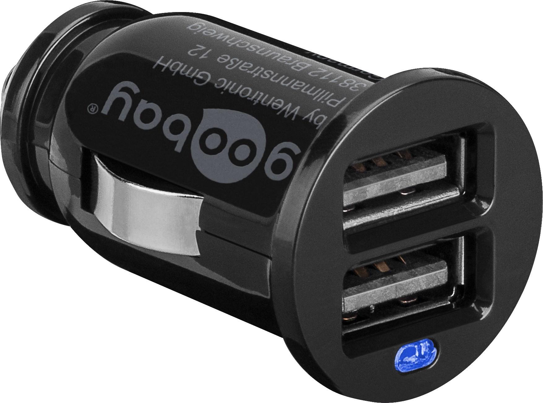 Biloplader med 2x USB-A 2,1 A – Goobay (sort)