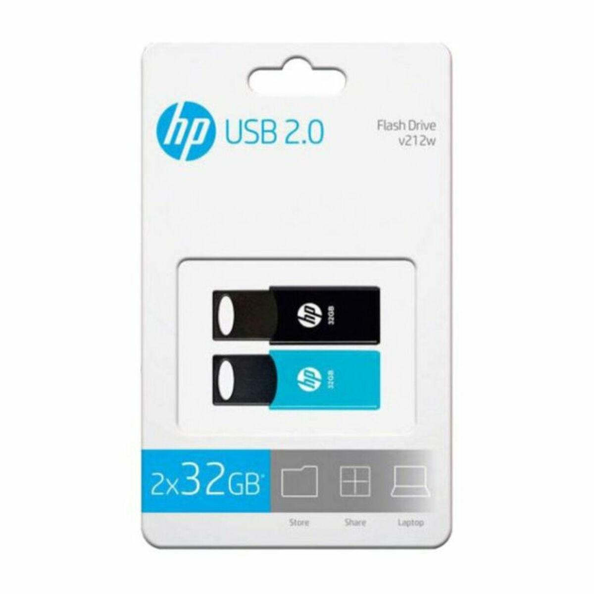 USB-nøgle PNY HP v212w 2x32 GB USB 2.0 - sort/blå