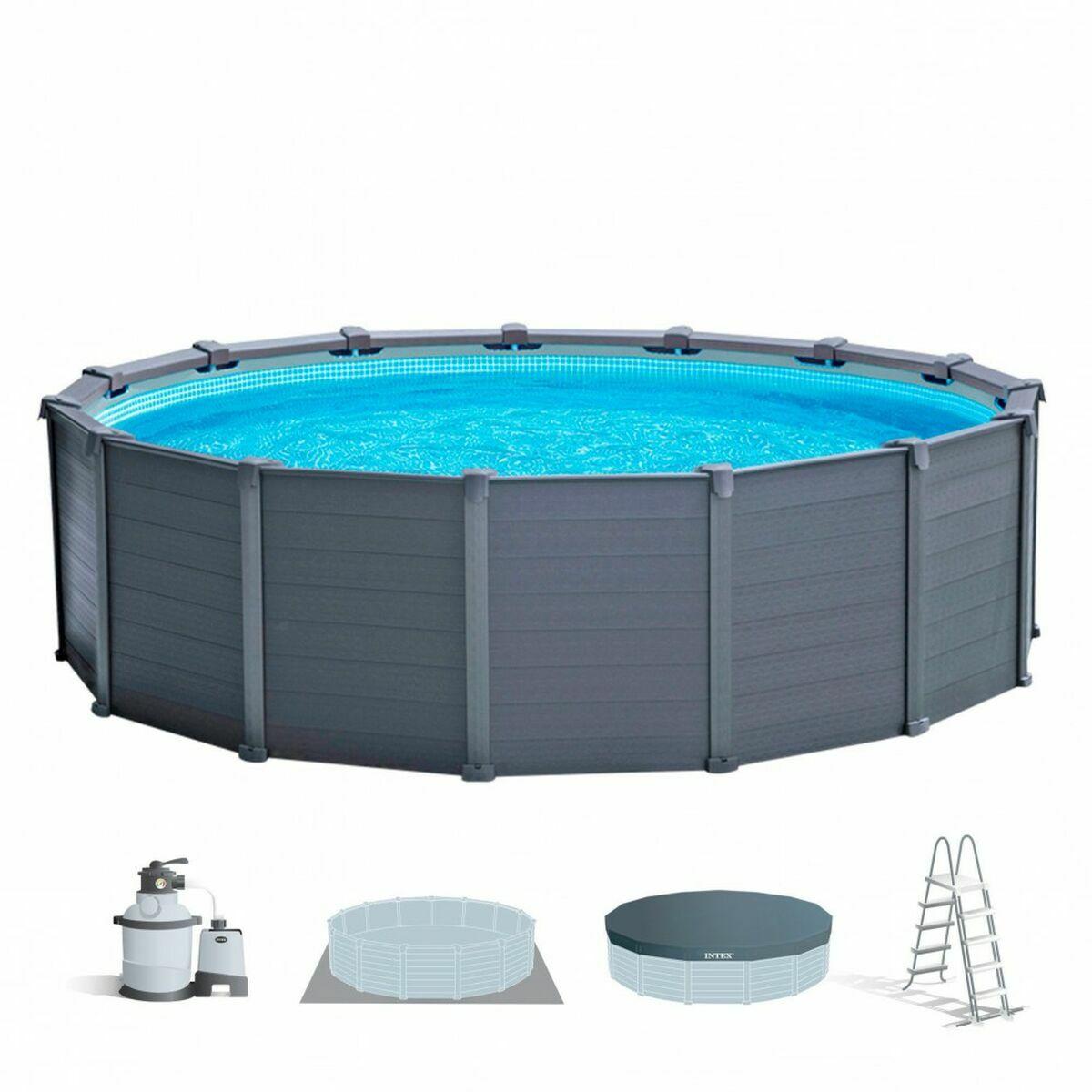 Fritstående Pool Intex Rund 478 × 124 Cm 16 500 L Grå