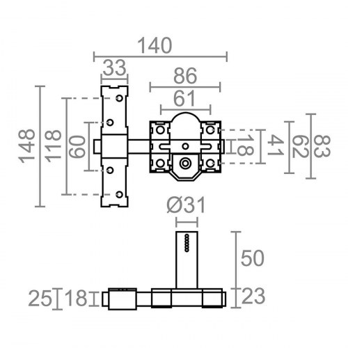Sikkerhedslås til dør Micel - overflademontering, stål, grå, 50 mm