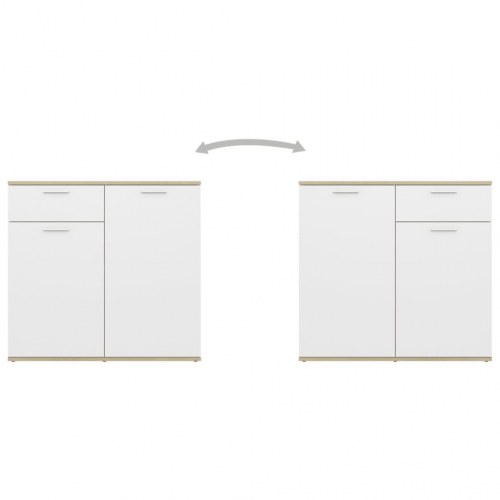 Skænk 160x36x75 cm konstrueret træ hvid og sonoma-eg