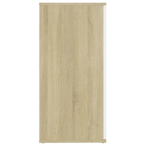 Skænk 160x36x75 cm konstrueret træ hvid og sonoma-eg