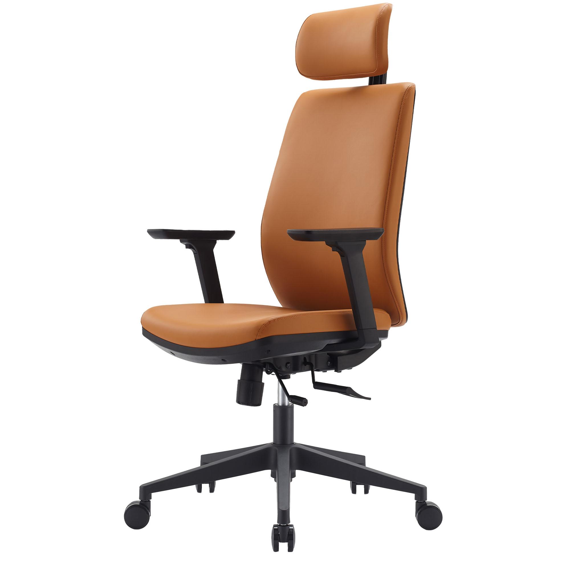 Kontorstol Capo, brun kunstlæder med nakkestøtte