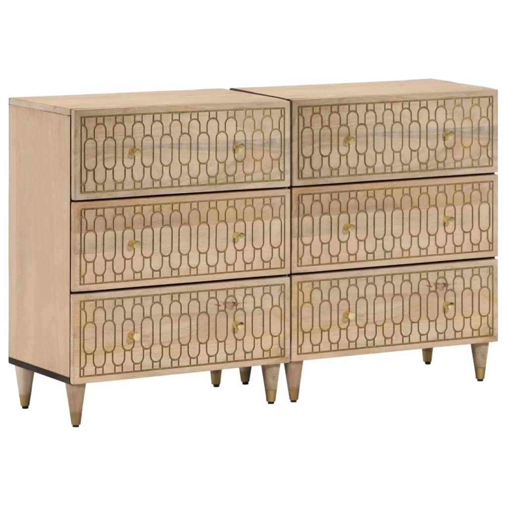 Kommoder 2 stk. 60x33x75 cm massivt mangotræ
