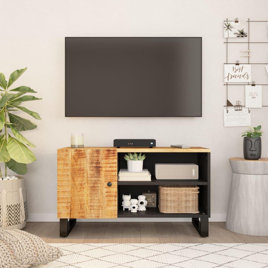 Tv-bord 80x33x46 cm massivt mangotrÃ¦ og konstrueret trÃ¦