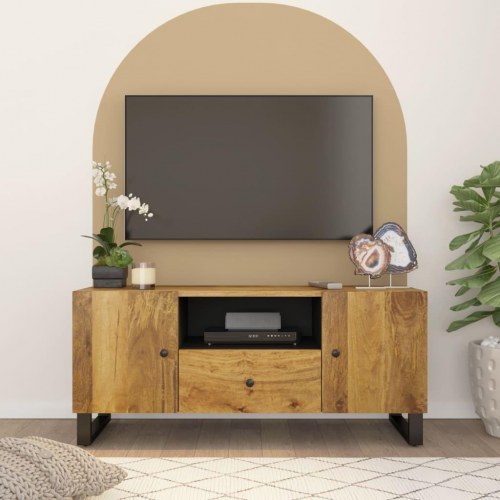 Tv-bord i massivt mangotræ og konstrueret træ - 105 × 33,5 × 46 cm