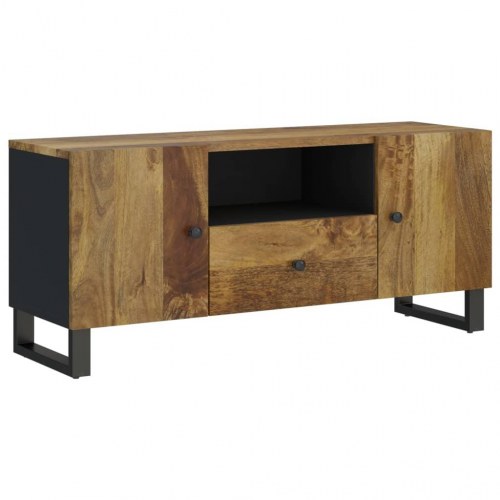 Tv-bord i massivt mangotræ og konstrueret træ - 105 × 33,5 × 46 cm