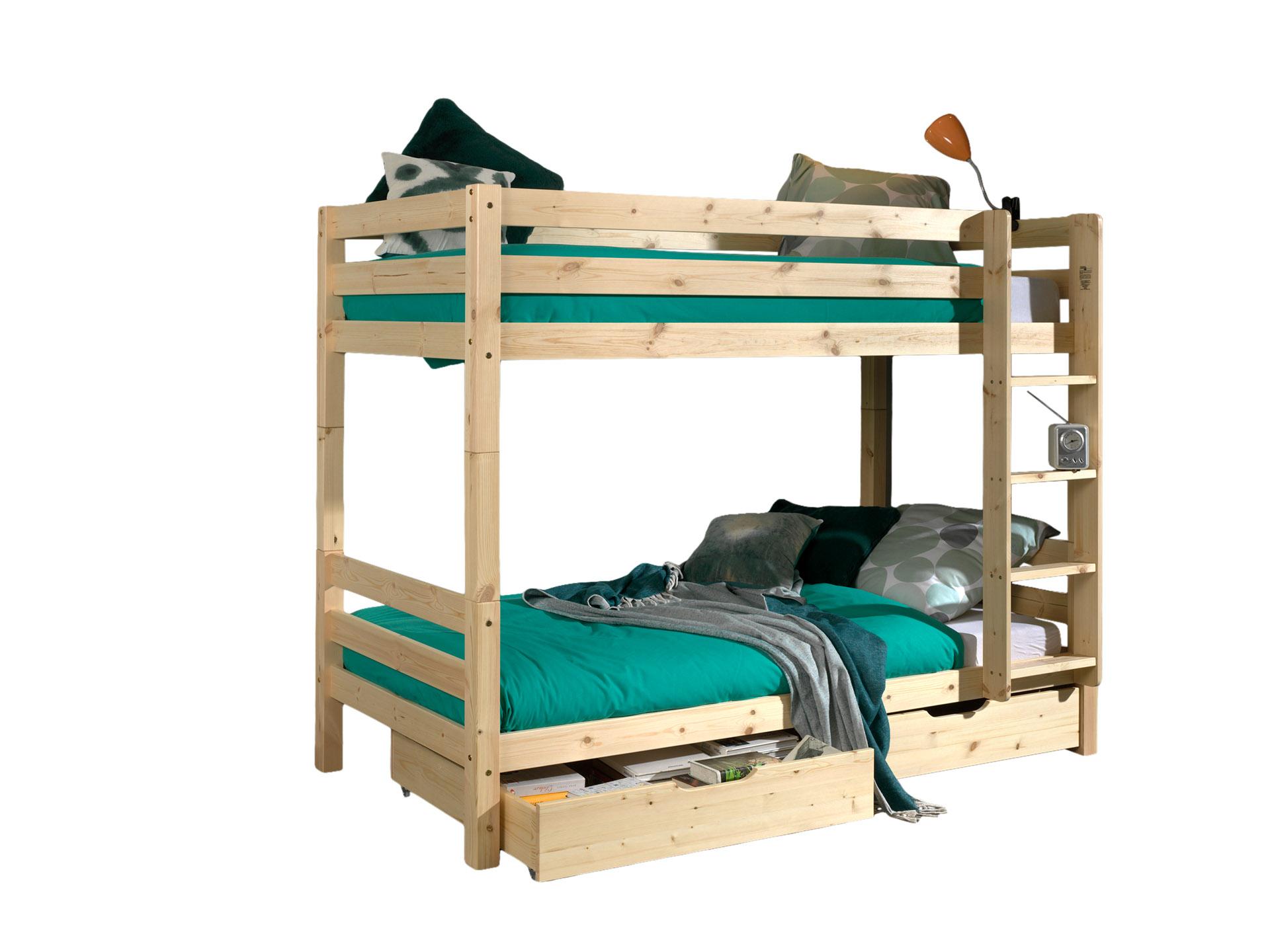 Køjeseng Med Skuffer Pino Sæt Natur H 160 Cm