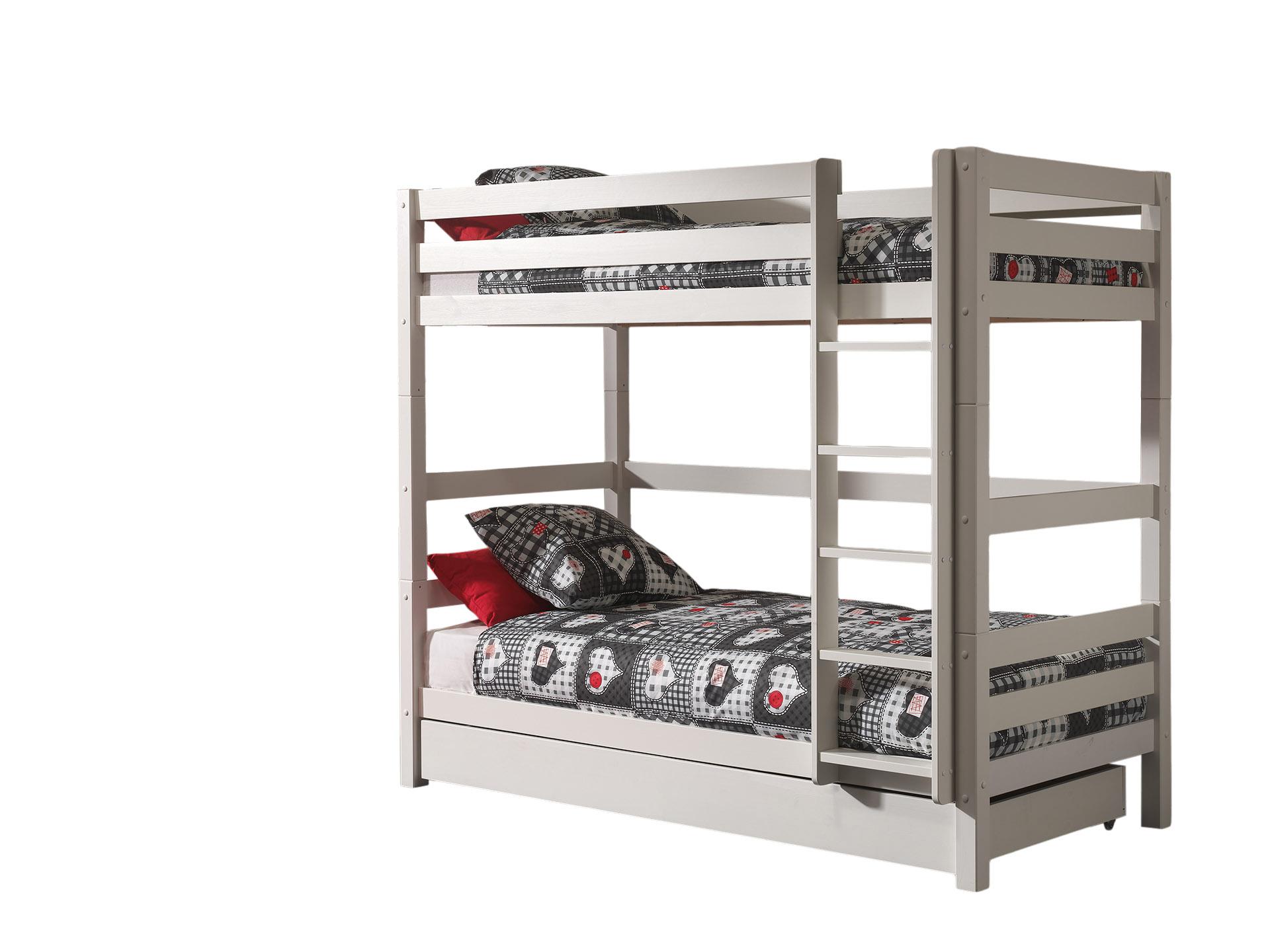 Køjeseng Med Udtræksseng Pino Hvid 90 × 200 Cm