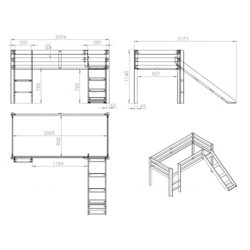 Halvhøj seng med rutsjebane – Pino Sæt, natur