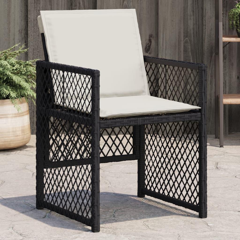 Havestole med hynder 4 stk. polyrattan sort