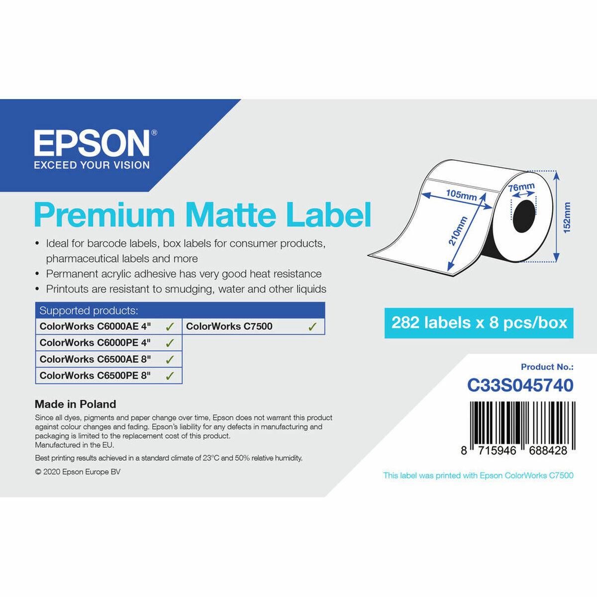 Etiketter til printer Epson Premium Matte C33S045740 - 76 × 127 mm, Ø 76,2 mm billede