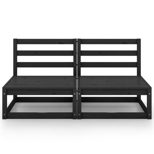 2-personers havesofa massivt fyrretræ sort