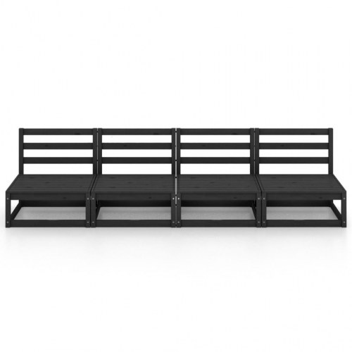 4-personers havesofa massivt fyrretræ sort