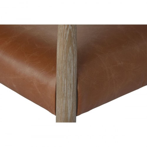 Lænestol - brun læder og fræsnor