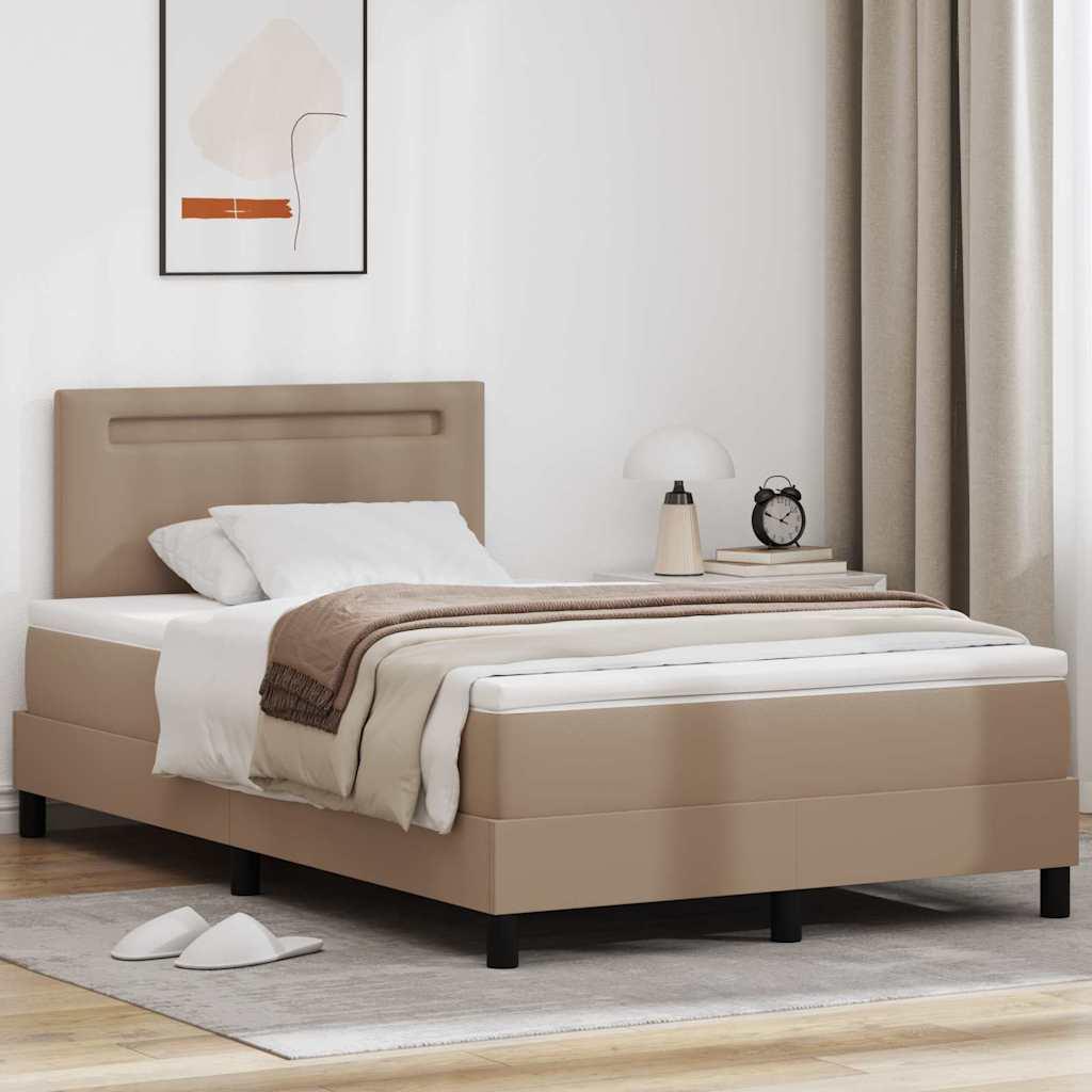 Kontinentalseng med madras Cappuccino 120 x 190 cm Kunstlæder