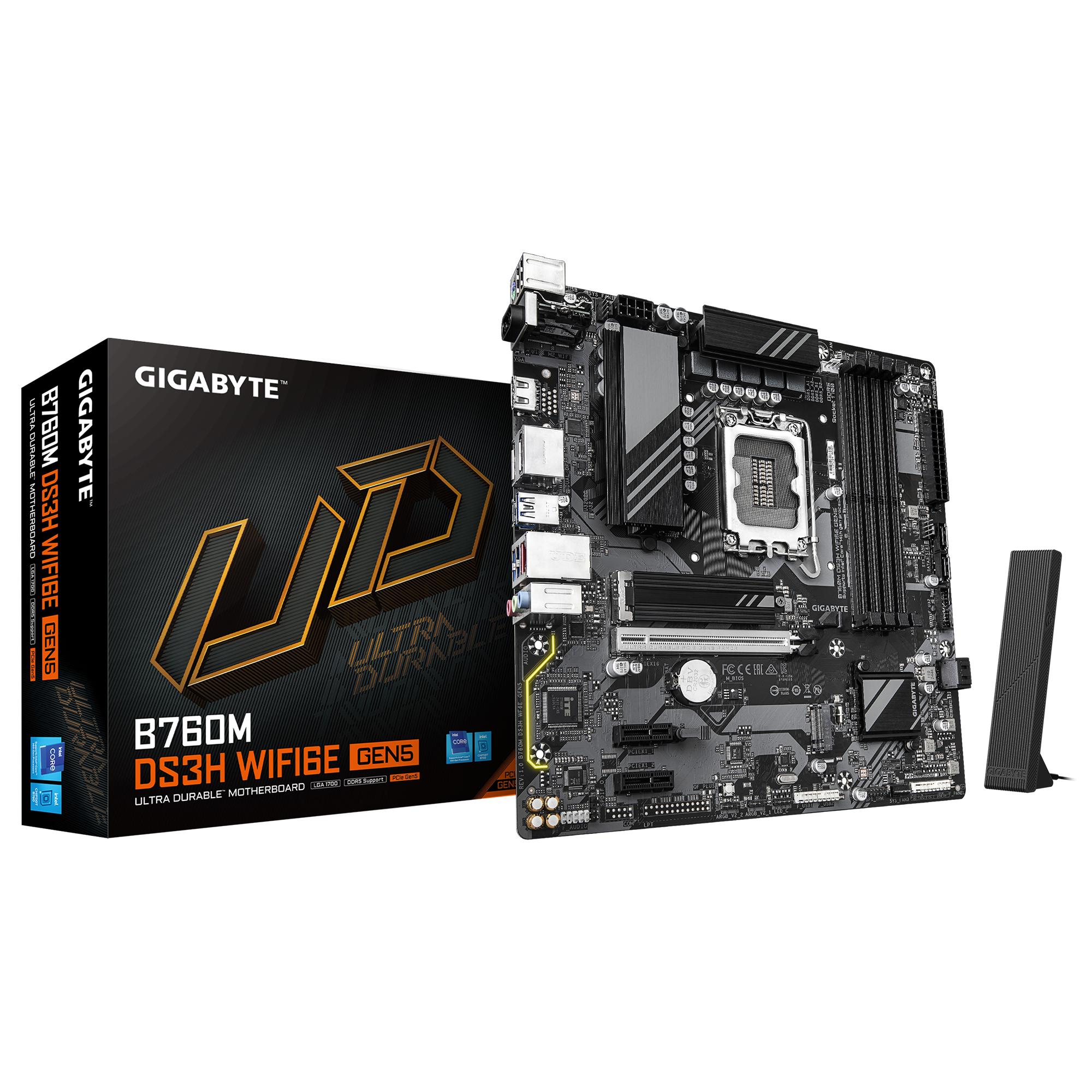 Bundkort GIGABYTE B760M DS3H WiFi 6E Gen5 micro ATX LGA1700 billede