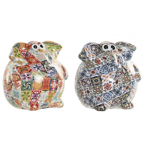 Sparegris elefant multifarvet - , harpiks, 11,5 × 11 × 11 cm (2 stk.)