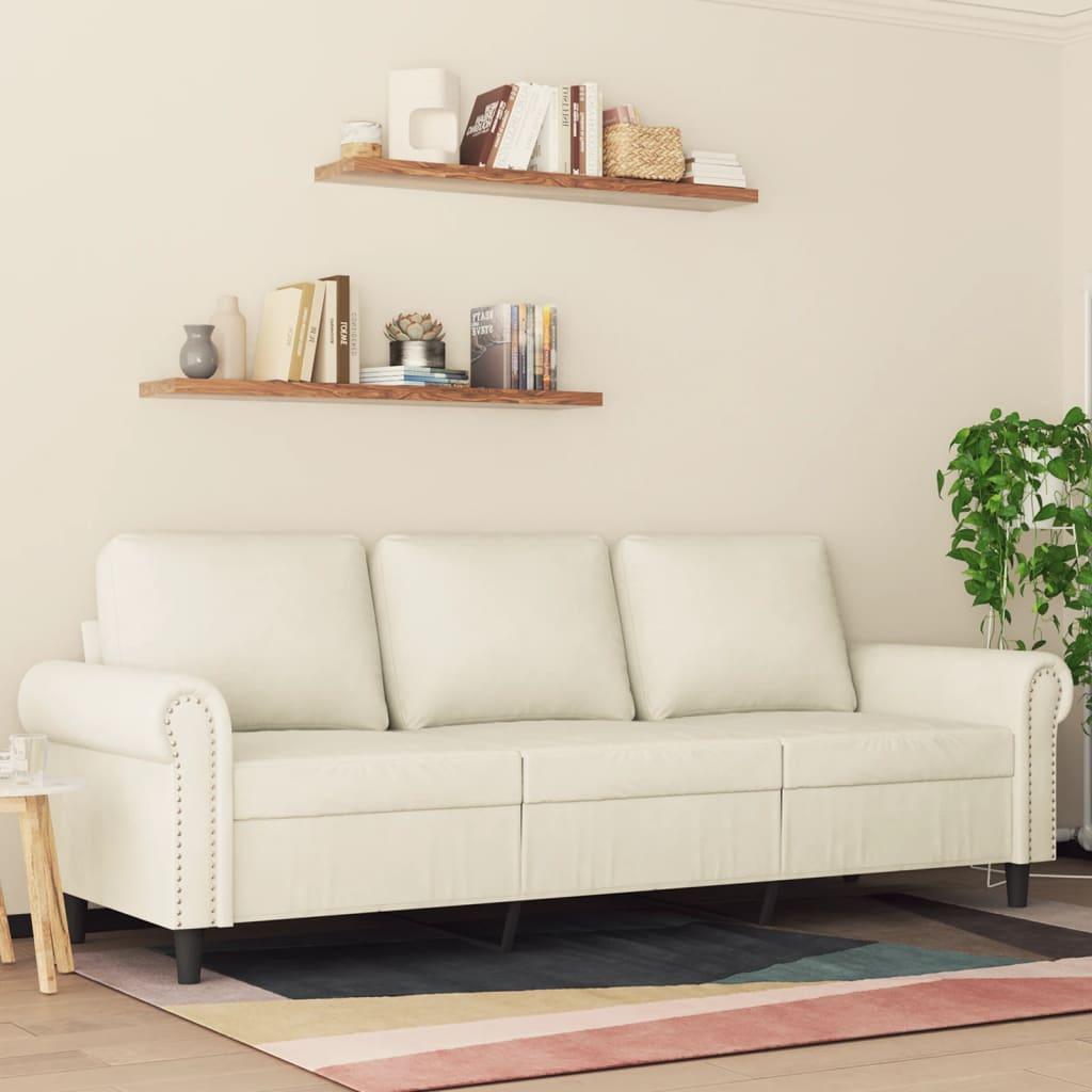 3-personers sofa 180 cm flÃ¸jl cremefarvet