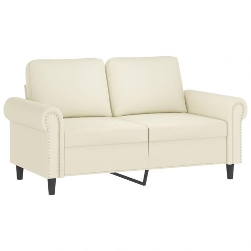 2-personers sofa i velour med pyntepuder - cremefarvet, sædebredde 120 cm