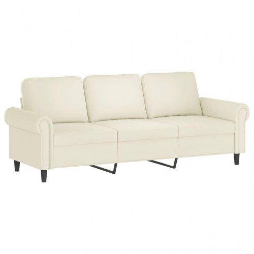 Sofasæt i velour med hynder - 3 dele, cremefarvet