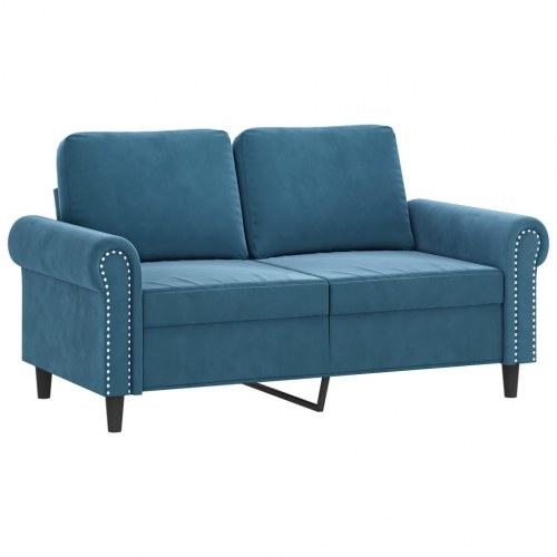 Sofasæt i velour - 2-delt blå med puder