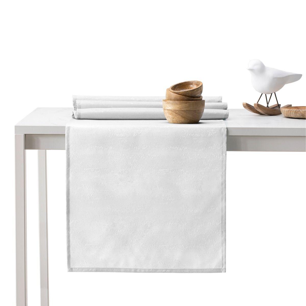 Dug sæt AmeliaHome Vesta - hvid, præget, 115×250 + løber 35×250