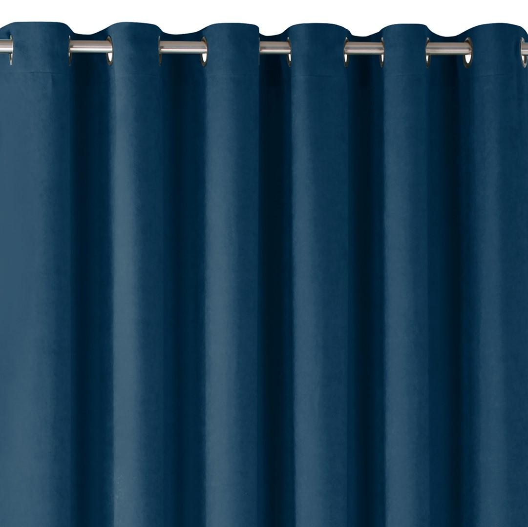 Mørklægningsgardin HOMEDE MILANA - indigo, chenille, 420×270 cm med sølvfarvede øskner