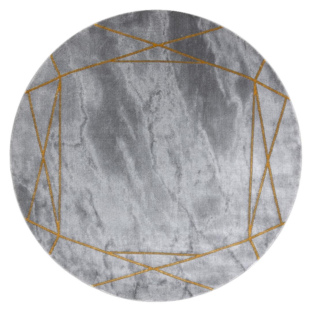 Rundt gulvtæppe Hakano Estema Marble 2 - grå/sennepsgul, Ø160 cm