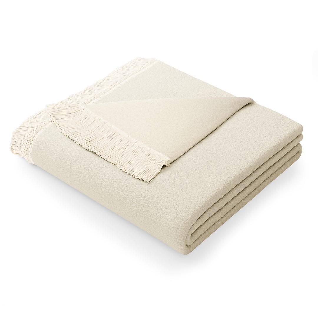 Plaid med frynser AmeliaHome FRANSE - creme, 150×200 cm